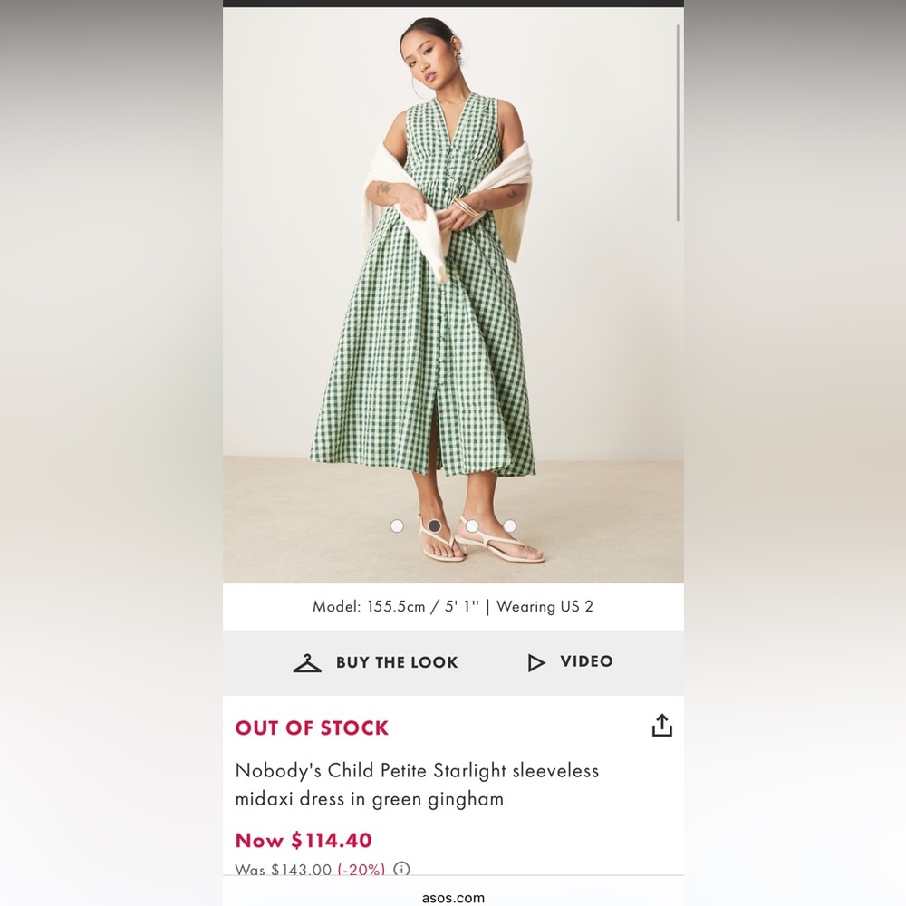 Nobody's Child Green Gingham A-Line Dress